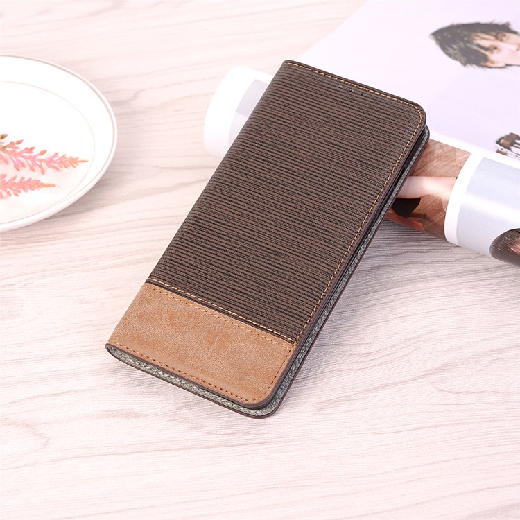 Bi-color Toothpick Texture Leather Wallet Case for Samsung Galaxy S10 Plus - Coffee-8