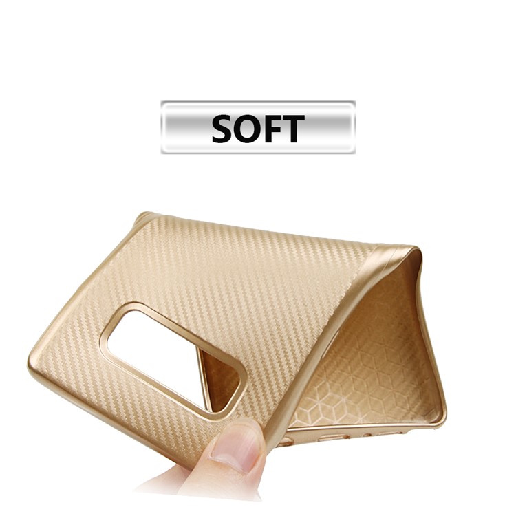 Carbon Fiber Texture Soft TPU Phone Case for Samsung Galaxy S10 - Gold-2