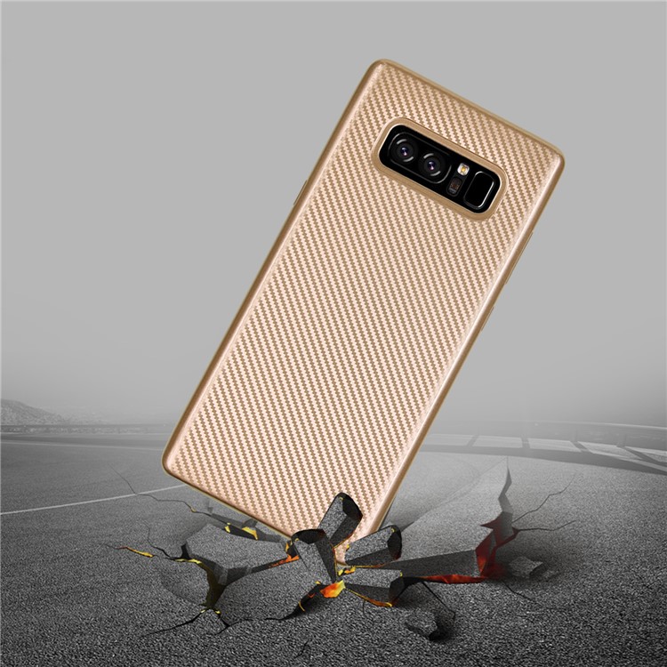 Carbon Fiber Texture Soft TPU Phone Case for Samsung Galaxy S10 - Gold-3