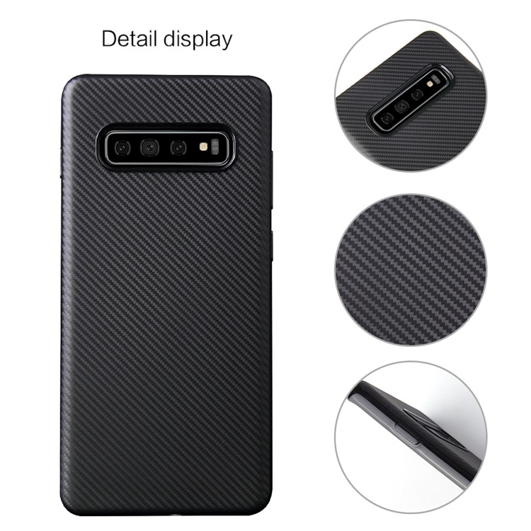 Carbon Fiber Texture Soft TPU Protection Case for Samsung Galaxy S10 Plus - Black-2