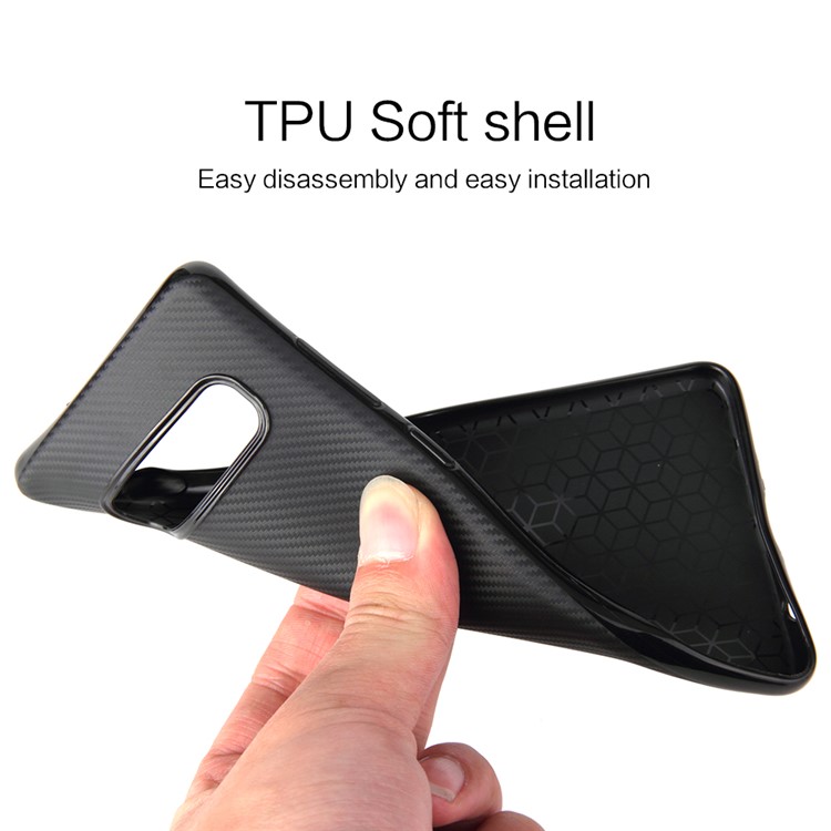 Carbon Fiber Texture Soft TPU Protection Case for Samsung Galaxy S10 Plus - Black-4