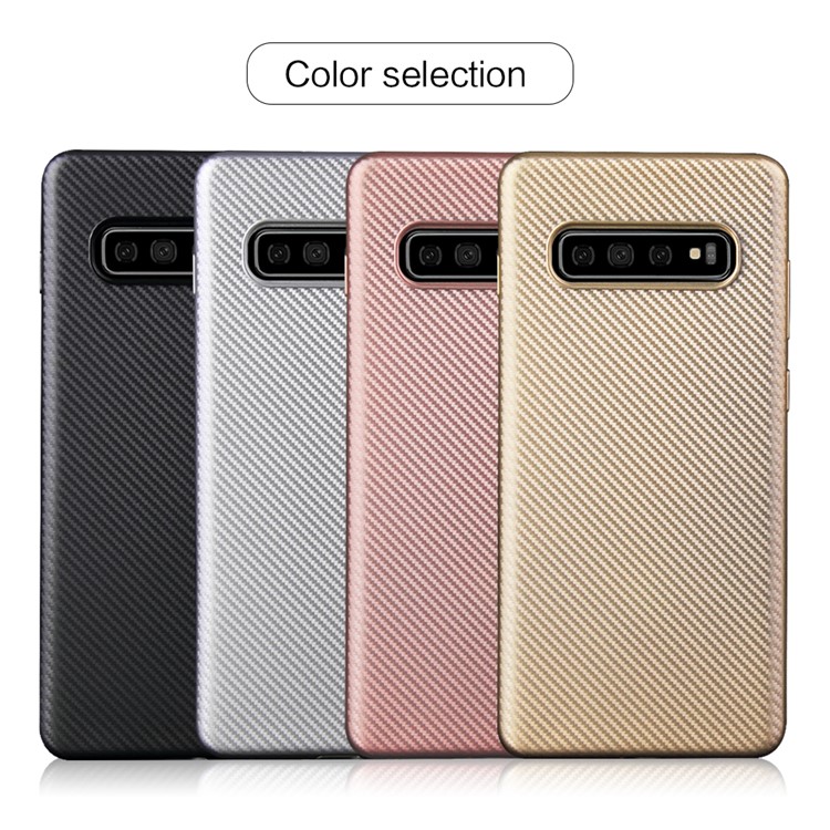 Carbon Fiber Texture Soft TPU Protection Case for Samsung Galaxy S10 Plus - Black-8