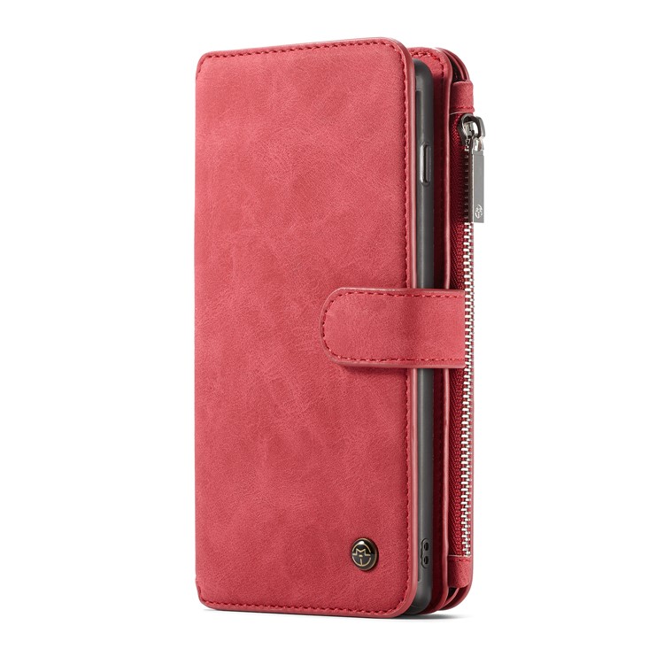 CASEME Detachable 2-in-1 Split Leather Wallet Case for Samsung Galaxy S10 - Red-17