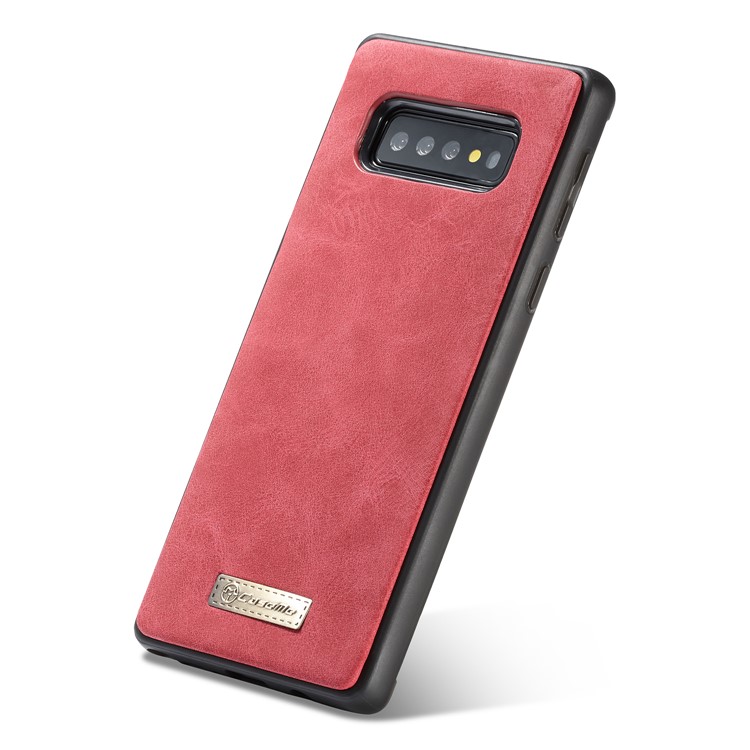 CASEME Detachable 2-in-1 Split Leather Wallet Case for Samsung Galaxy S10 - Red-20