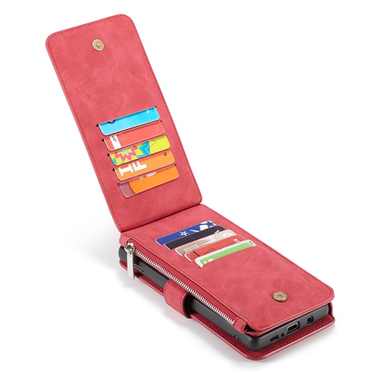 CASEME Detachable 2-in-1 Split Leather Wallet Case for Samsung Galaxy S10 - Red-27