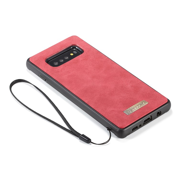 CASEME Detachable 2-in-1 Split Leather Wallet Case for Samsung Galaxy S10 - Red-28