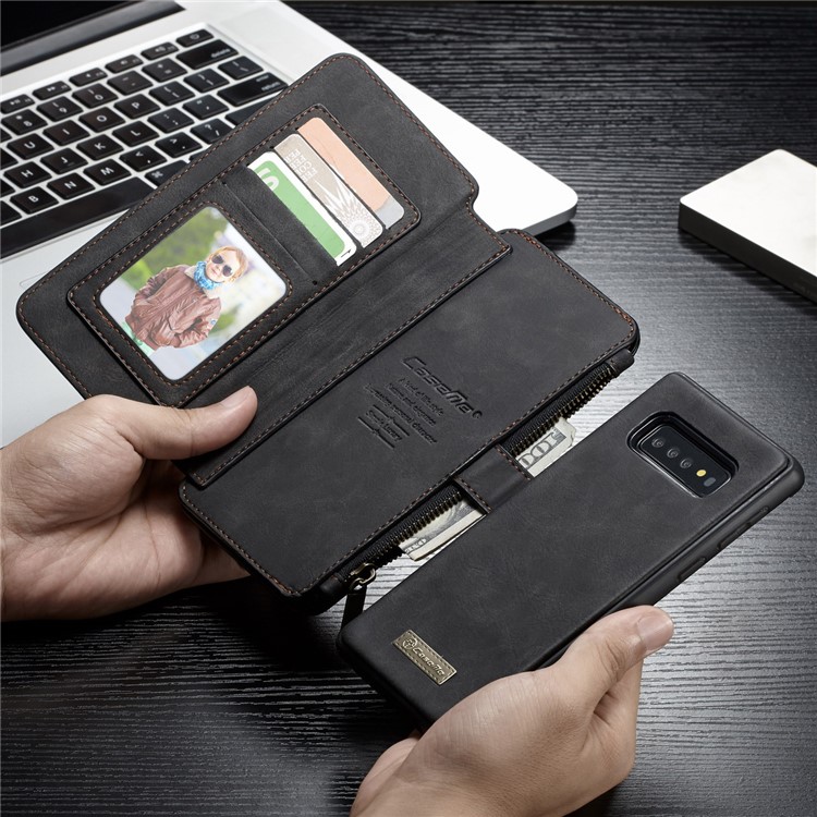 Capa De Couro Split 2 Em 1 Destacável CASEME Com Vários Slots De Cartão Para A Samsung Galaxy S10 - Preto-1