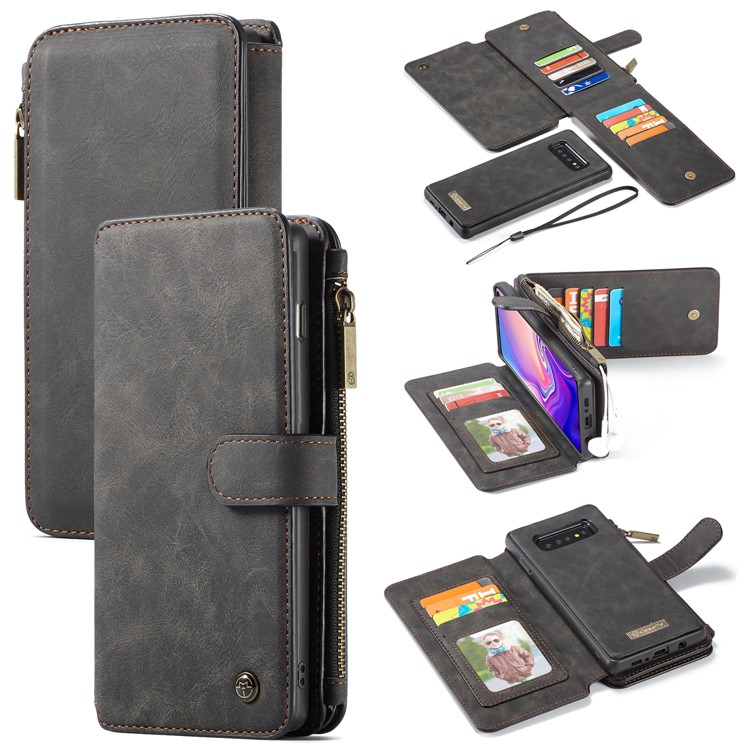 Capa De Couro Split 2 Em 1 Destacável CASEME Com Vários Slots De Cartão Para A Samsung Galaxy S10 - Preto-2