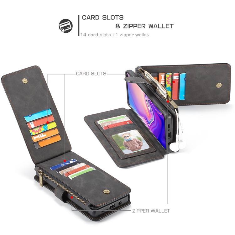Capa De Couro Split 2 Em 1 Destacável CASEME Com Vários Slots De Cartão Para A Samsung Galaxy S10 - Preto-3