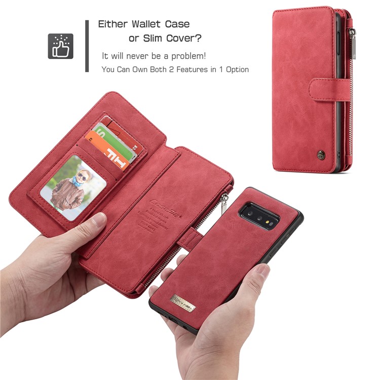 CASEME Split Leather Wallet Cover + Detachable Hybrid Back Case for Samsung Galaxy S10 Lite - Red-14