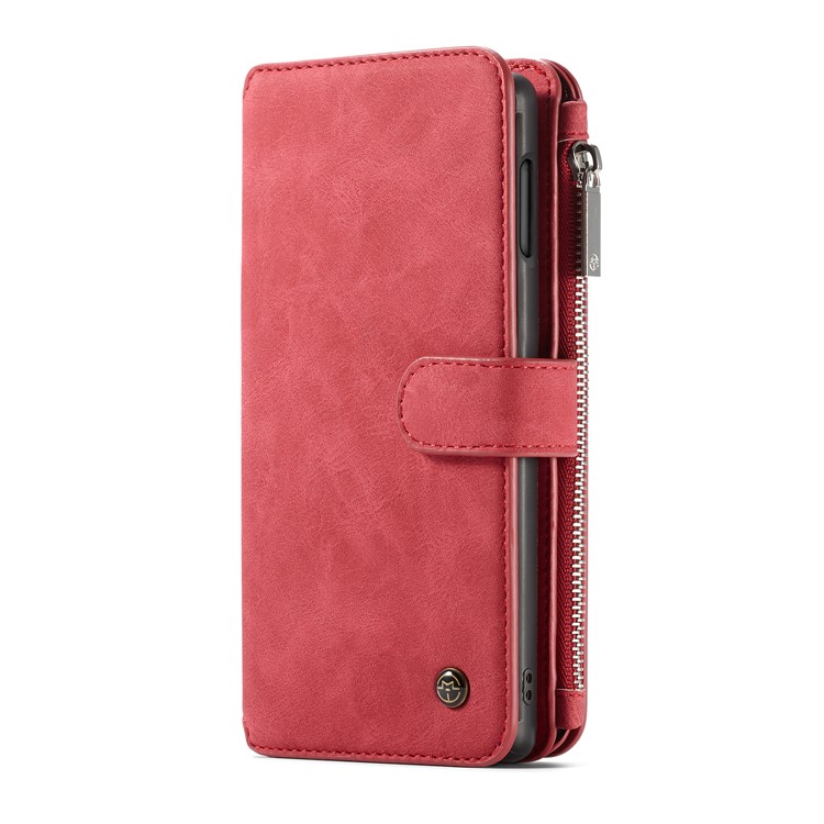CASEME Split Leather Wallet Cover + Detachable Hybrid Back Case for Samsung Galaxy S10 Lite - Red-17