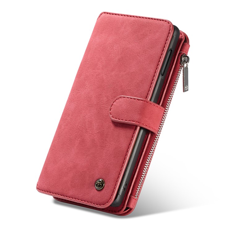 CASEME Split Leather Wallet Cover + Detachable Hybrid Back Case for Samsung Galaxy S10 Lite - Red-21