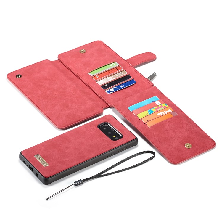 CASEME Split Leather Wallet Cover + Detachable Hybrid Back Case for Samsung Galaxy S10 Lite - Red-29