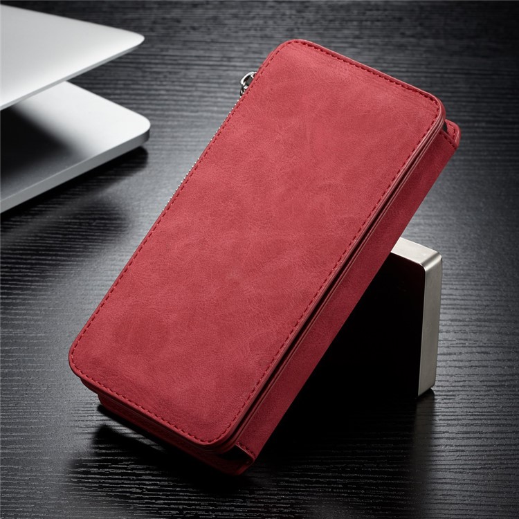 CASEME Split Leather Wallet Cover + Detachable Hybrid Back Case for Samsung Galaxy S10 Lite - Red-3