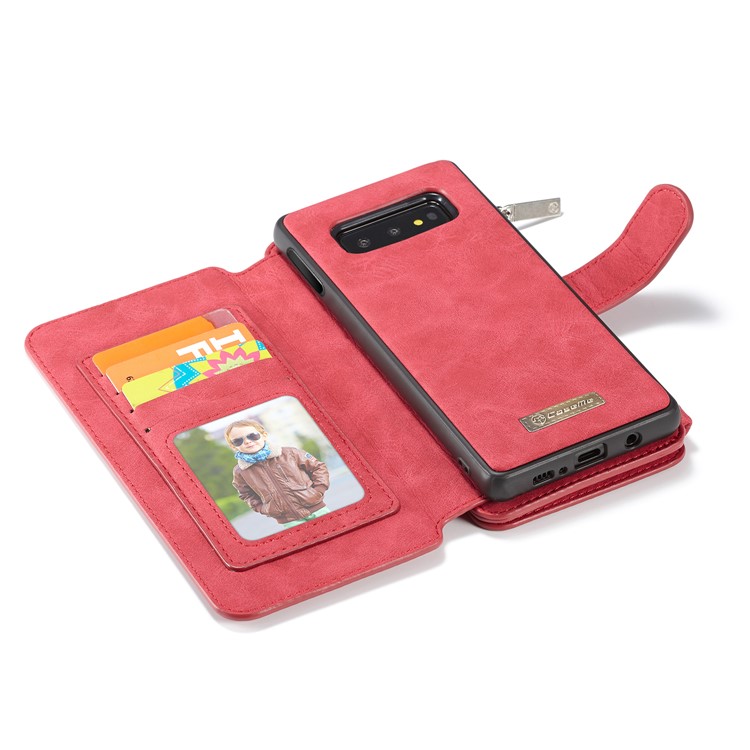 CASEME Split Leather Wallet Cover + Detachable Hybrid Back Case for Samsung Galaxy S10 Lite - Red-33