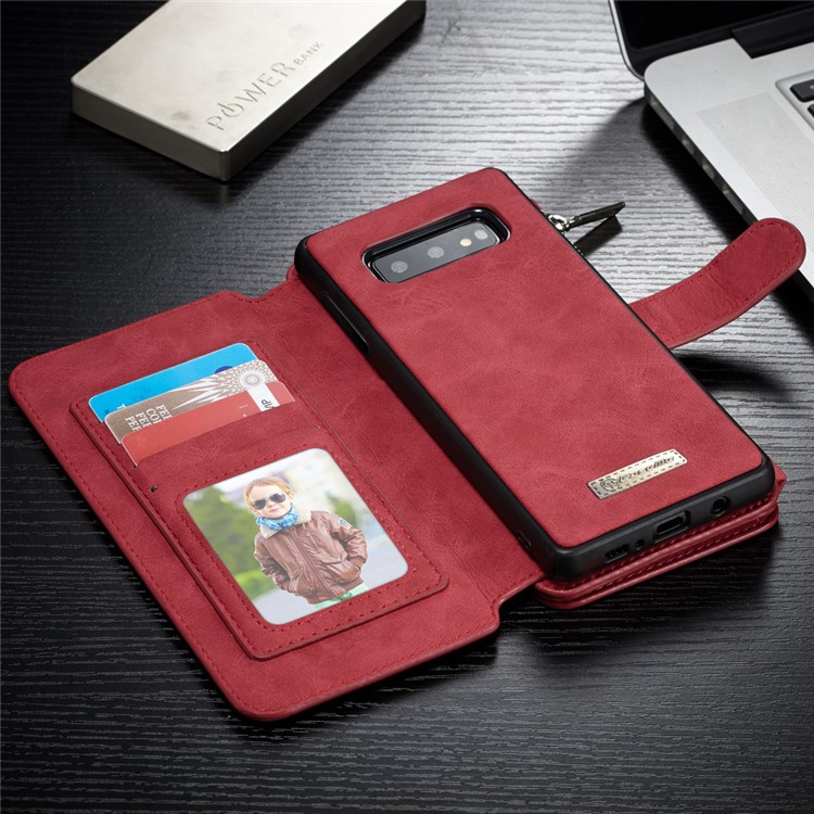 CASEME Split Leather Wallet Cover + Detachable Hybrid Back Case for Samsung Galaxy S10 Lite - Red-9