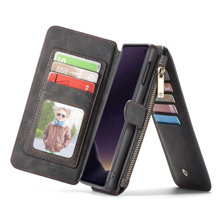 CASEME Divisão Carteira De Couro Capa + Escudo Híbrido Destacável Para Samsung Galaxy S10 Lite - Preto-11