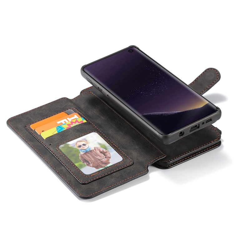 CASEME Divisão Carteira De Couro Capa + Escudo Híbrido Destacável Para Samsung Galaxy S10 Lite - Preto-18