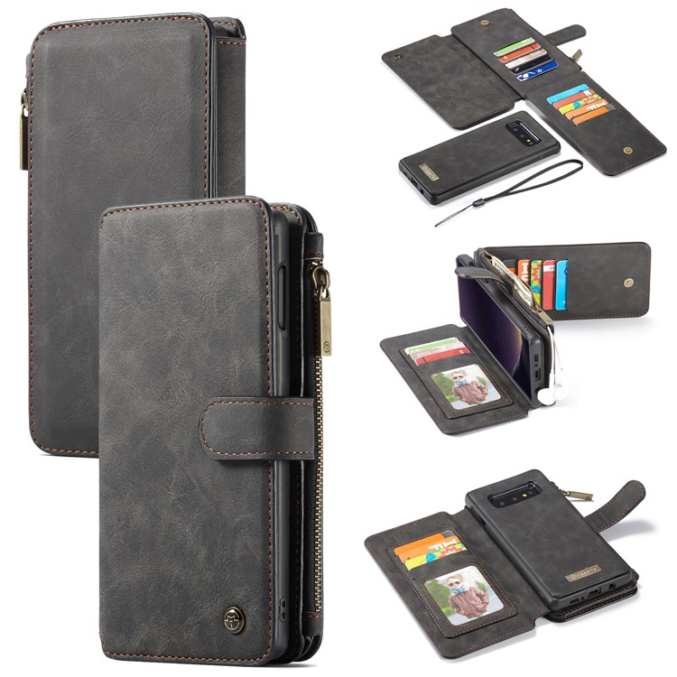 CASEME Divisão Carteira De Couro Capa + Escudo Híbrido Destacável Para Samsung Galaxy S10 Lite - Preto-2