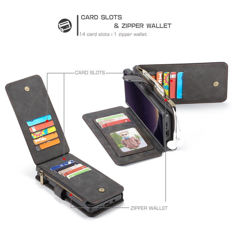 CASEME Divisão Carteira De Couro Capa + Escudo Híbrido Destacável Para Samsung Galaxy S10 Lite - Preto-21