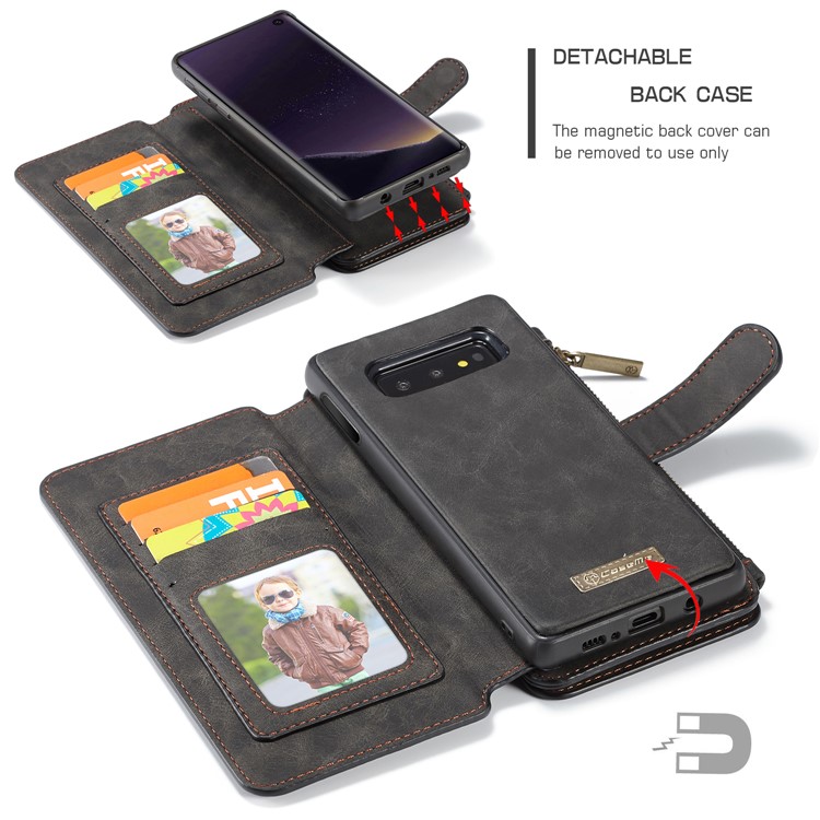 CASEME Divisão Carteira De Couro Capa + Escudo Híbrido Destacável Para Samsung Galaxy S10 Lite - Preto-22