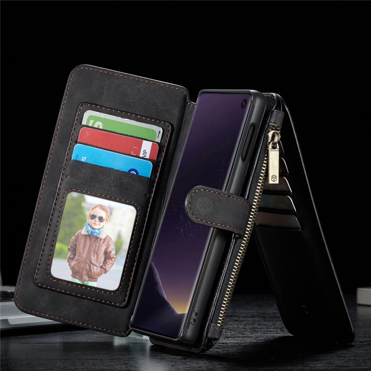 CASEME Divisão Carteira De Couro Capa + Escudo Híbrido Destacável Para Samsung Galaxy S10 Lite - Preto-29