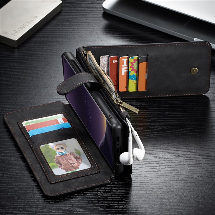 CASEME Divisão Carteira De Couro Capa + Escudo Híbrido Destacável Para Samsung Galaxy S10 Lite - Preto-30
