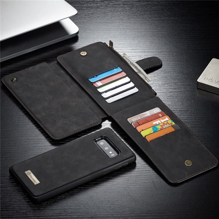 CASEME Divisão Carteira De Couro Capa + Escudo Híbrido Destacável Para Samsung Galaxy S10 Lite - Preto-31