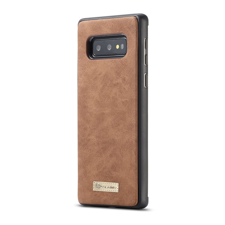 CASEME 007 Series Split Leather Wallet Case + Detachable Hybrid Cover for Samsung Galaxy S10e - Brown-10