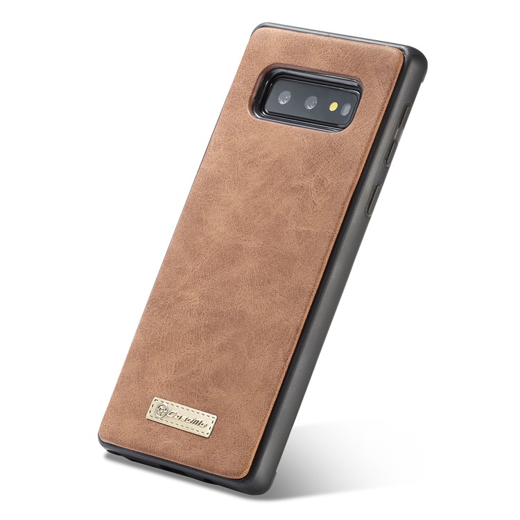 CASEME 007 Series Split Leather Wallet Case + Detachable Hybrid Cover for Samsung Galaxy S10e - Brown-11