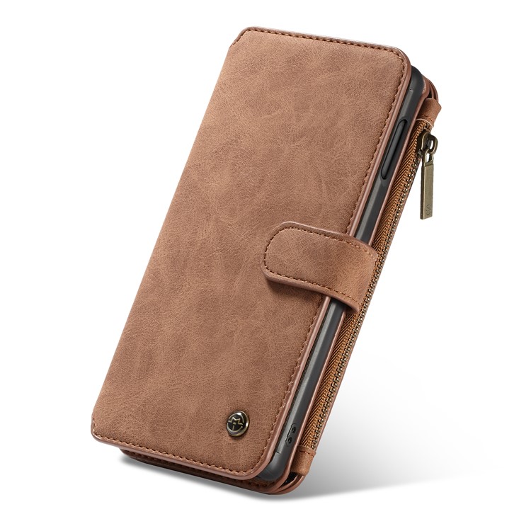 CASEME 007 Series Split Leather Wallet Case + Detachable Hybrid Cover for Samsung Galaxy S10e - Brown-12
