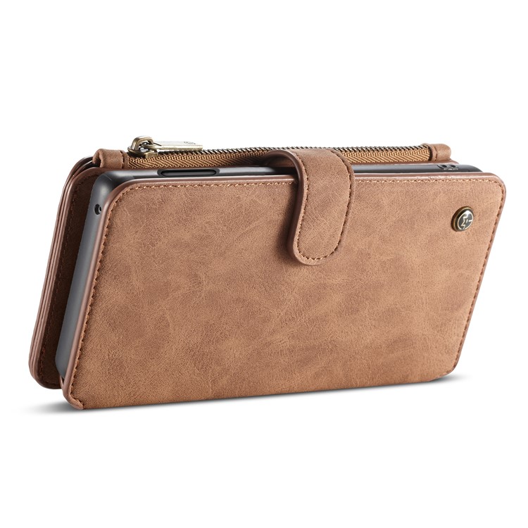 CASEME 007 Series Split Leather Wallet Case + Detachable Hybrid Cover for Samsung Galaxy S10e - Brown-13