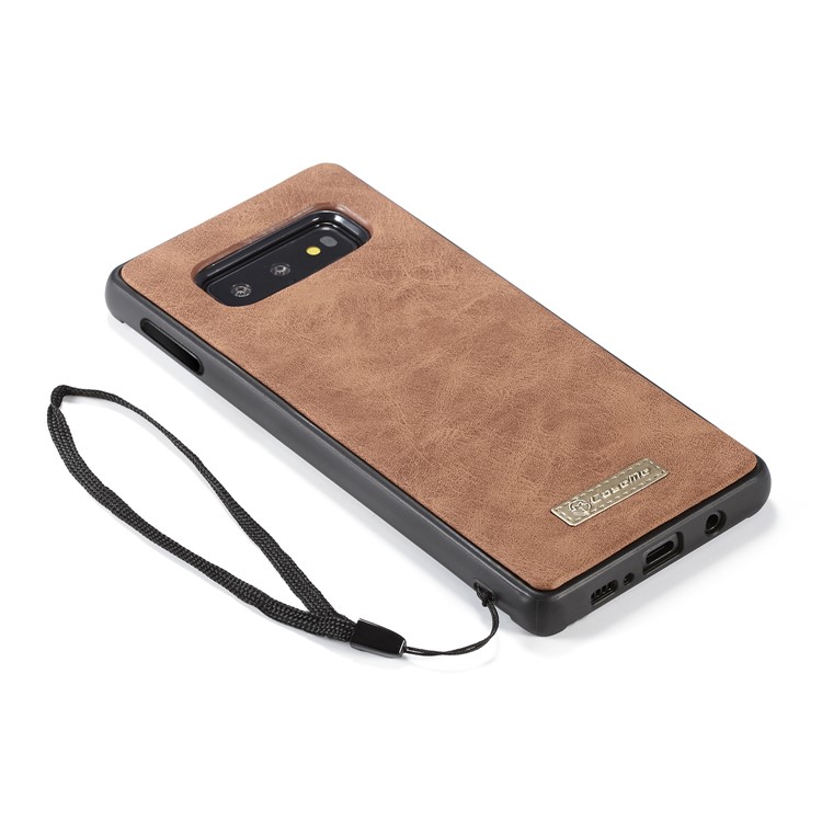 CASEME 007 Series Split Leather Wallet Case + Detachable Hybrid Cover for Samsung Galaxy S10e - Brown-19