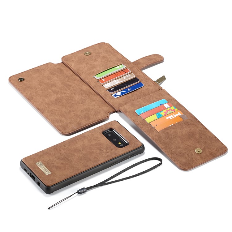 CASEME 007 Series Split Leather Wallet Case + Detachable Hybrid Cover for Samsung Galaxy S10e - Brown-20