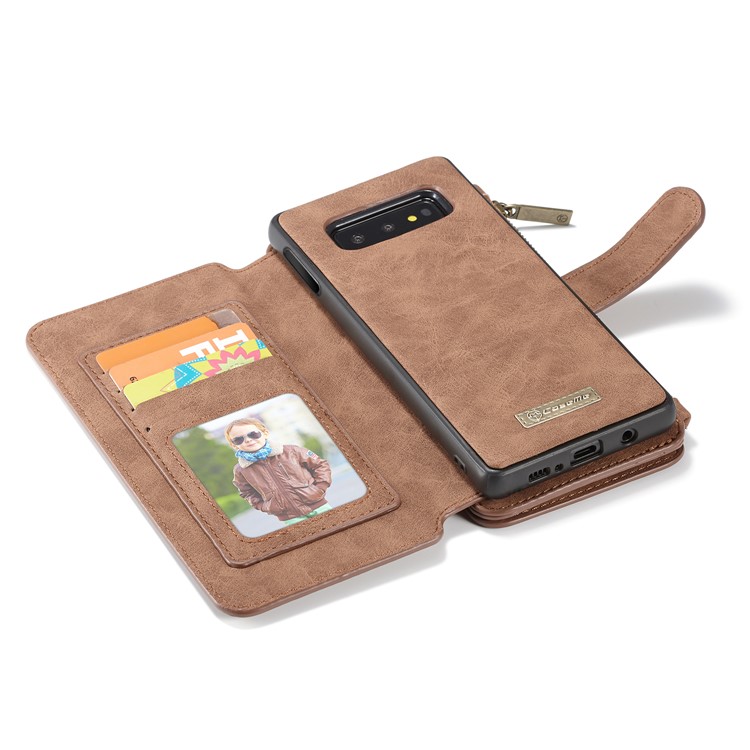 CASEME 007 Series Split Leather Wallet Case + Detachable Hybrid Cover for Samsung Galaxy S10e - Brown-24