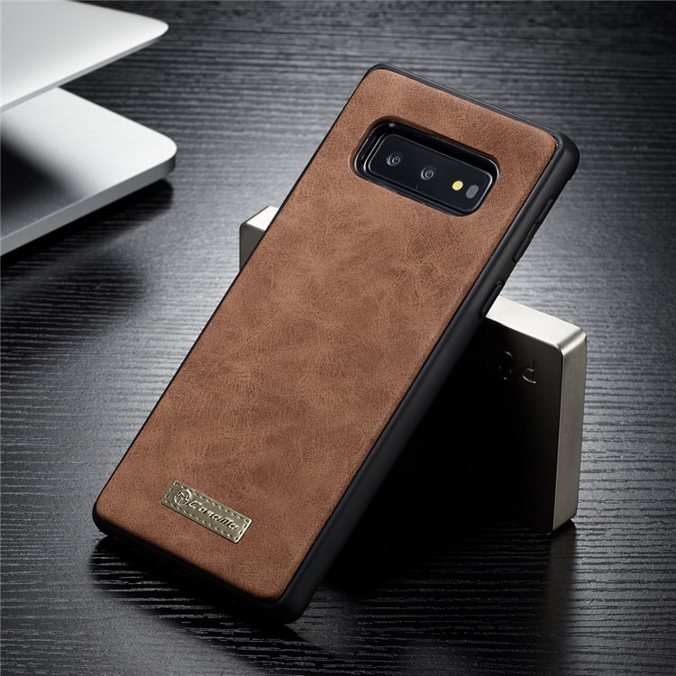 CASEME 007 Series Split Leather Wallet Case + Detachable Hybrid Cover for Samsung Galaxy S10e - Brown-28