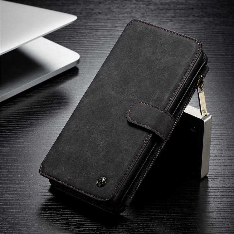 CASEME Detachable 2-in-1 Split Leather Wallet Cover for Samsung Galaxy S10 Plus - Black-2