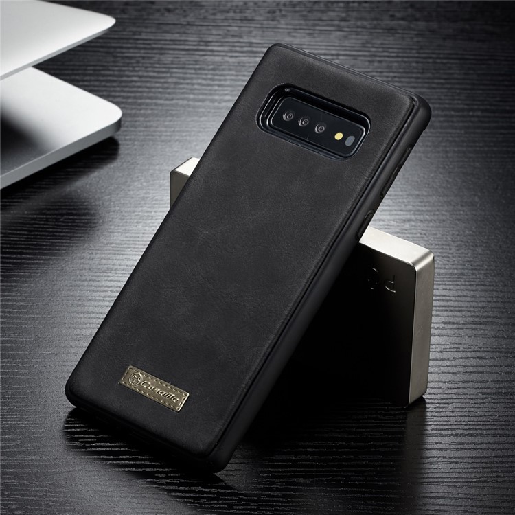 CASEME Detachable 2-in-1 Split Leather Wallet Cover for Samsung Galaxy S10 Plus - Black-4