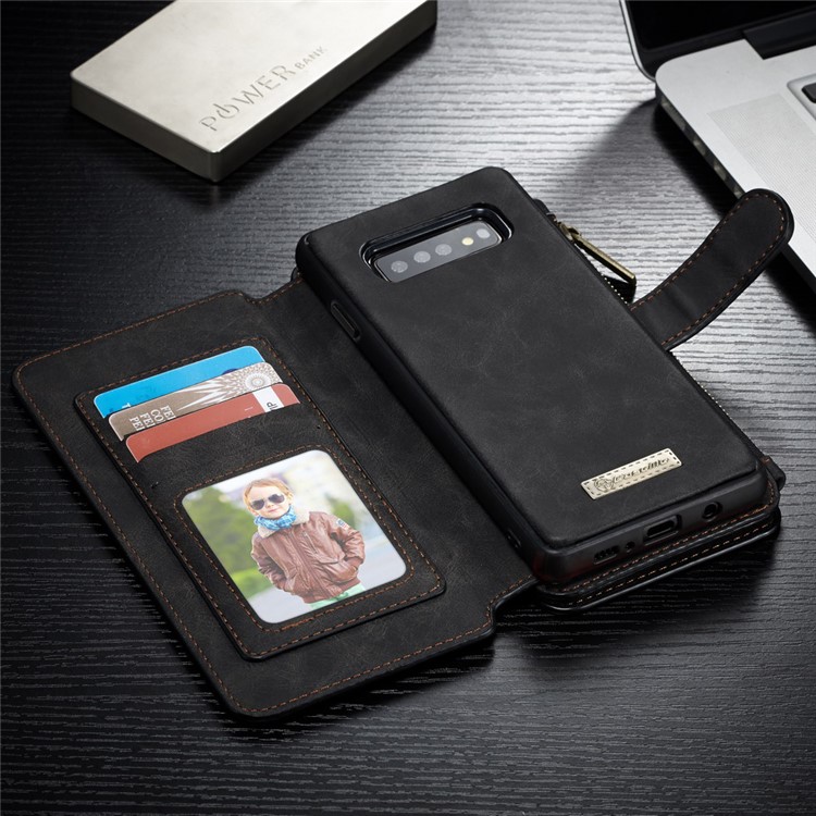 CASEME Detachable 2-in-1 Split Leather Wallet Cover for Samsung Galaxy S10 Plus - Black-9