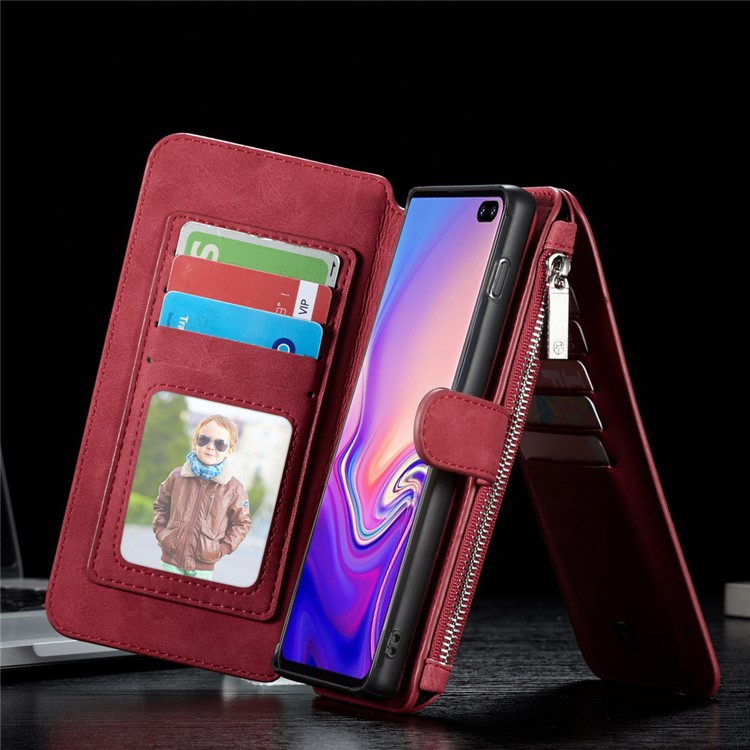 CASEME Съемный Кожаный Чехол 2-в-1 С Кошельком Для Samsung Galaxy S10 Plus - Красный-29