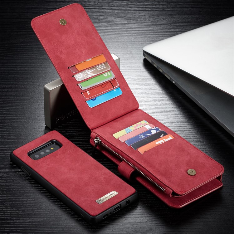 CASEME Съемный Кожаный Чехол 2-в-1 С Кошельком Для Samsung Galaxy S10 Plus - Красный-34