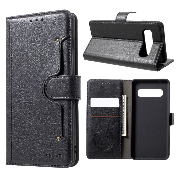 

KAIYUE Premium PU Leather Wallet Casing with Stand for Samsung Galaxy S10 - Black, Galaxy S10