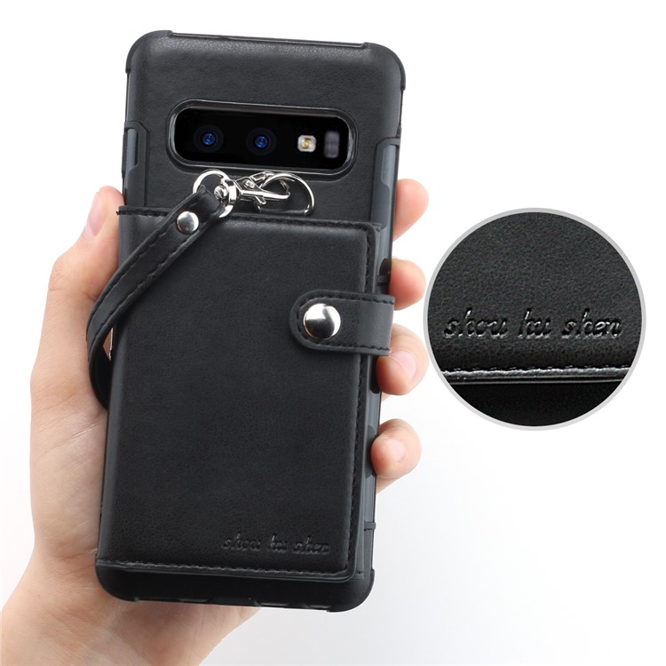 Multifunctional PU Leather Coated TPU Card Holder Phone Case for Samsung Galaxy S10 Lite - Black-3