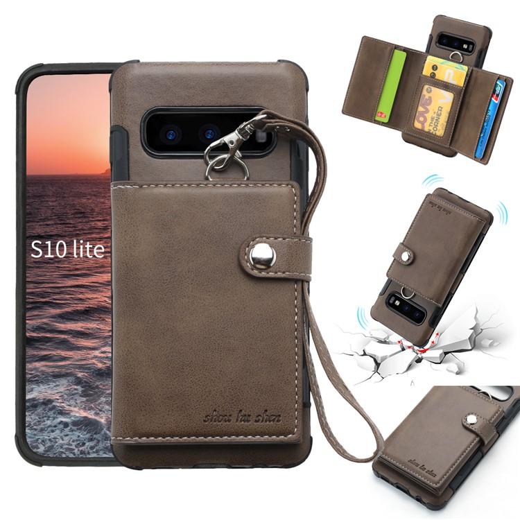 

Multifunctional PU Leather Coated TPU Card Holder Mobile Case for Samsung Galaxy S10e - Coffee, Galaxy S10e