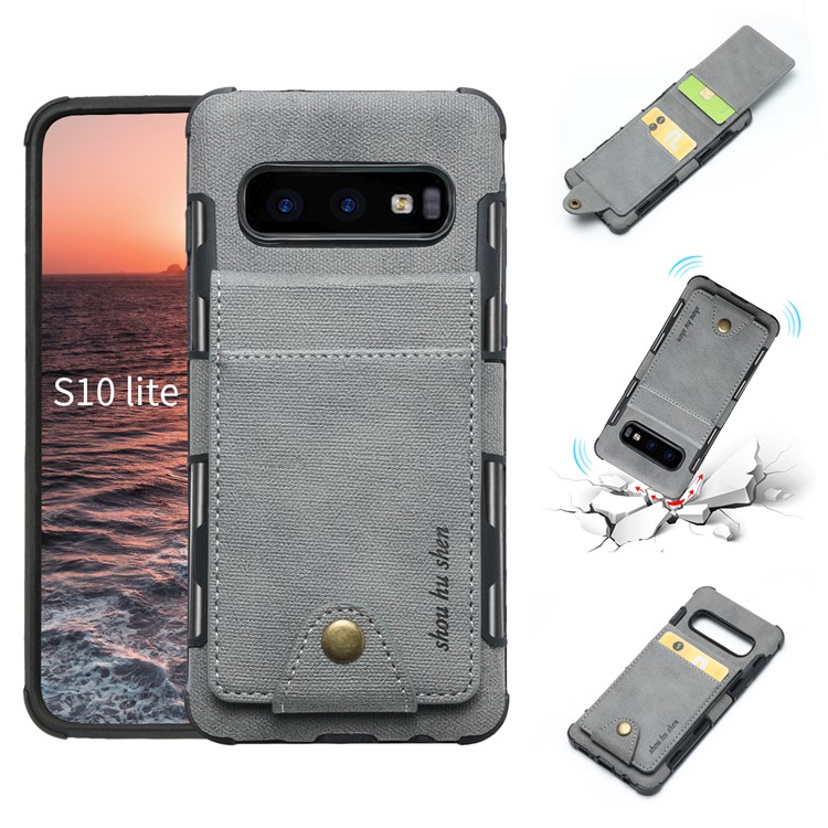 

SHOUHUSHEN Vertical Flip Card Holder Cover PU Leather Coated PC TPU Case for Samsung Galaxy S10e - Grey, Galaxy S10e