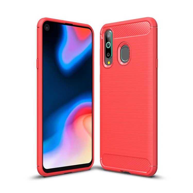 

Carbon Fiber Texture Brushed TPU Phone Shell for Samsung Galaxy A8s - Red, Galaxy A8s