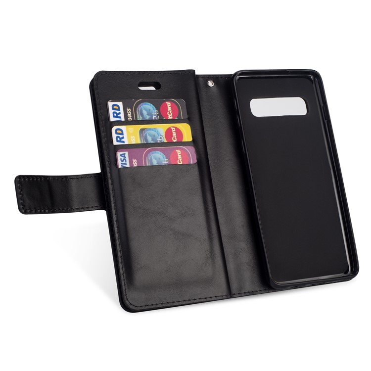 Multi-slot Wallet Zippered Leather Protector Casing for Samsung Galaxy S10 Plus - Black-7