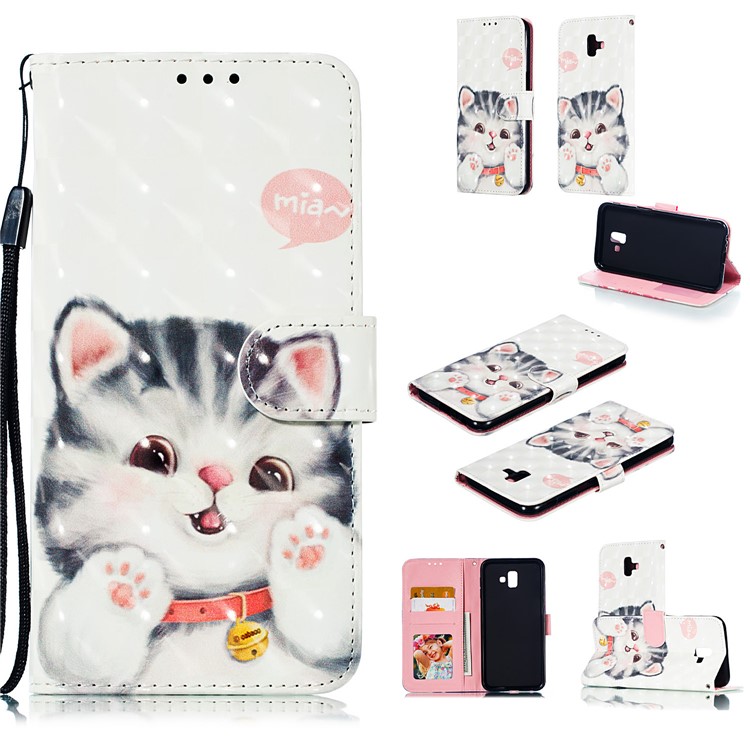 

Pattern Printing Light Spot Decor Phone Leather Wallet Case for Samsung Galaxy J6+ - Adorable Cat, Galaxy J6+