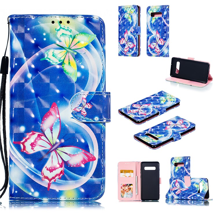 

[Light Spot Decor] Patterned Leather Stand Protective Cover for Samsung Galaxy S10 Plus - Butterfly and Heart, Galaxy S10 Plus