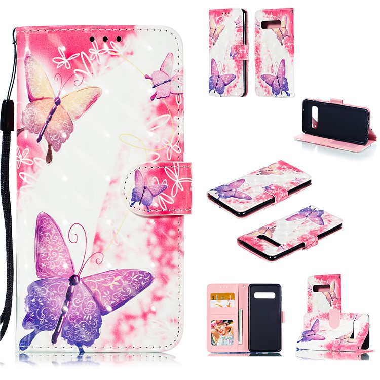 

Pattern Printing Light Spot Decor Leather Wallet Shell Cover Case for Samsung Galaxy S10 - Elegant Butterfly, Galaxy S10